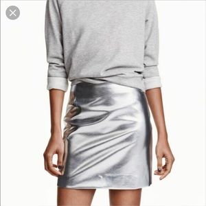 H&M Silver Metallic Mini Skirt
